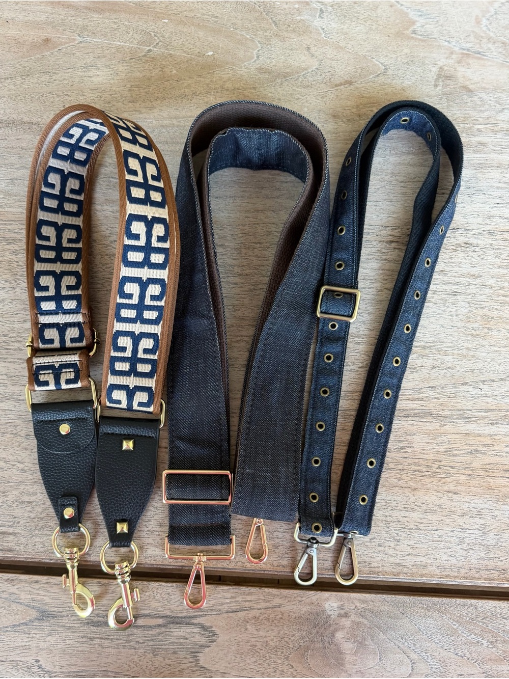 Three Navy Crossbody Bag Straps - Adjustable
